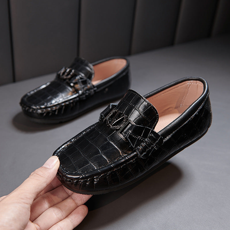 Sapatos Infantis Peas - Sapatos de Couro Deslizantes para Crianças - O Retalho