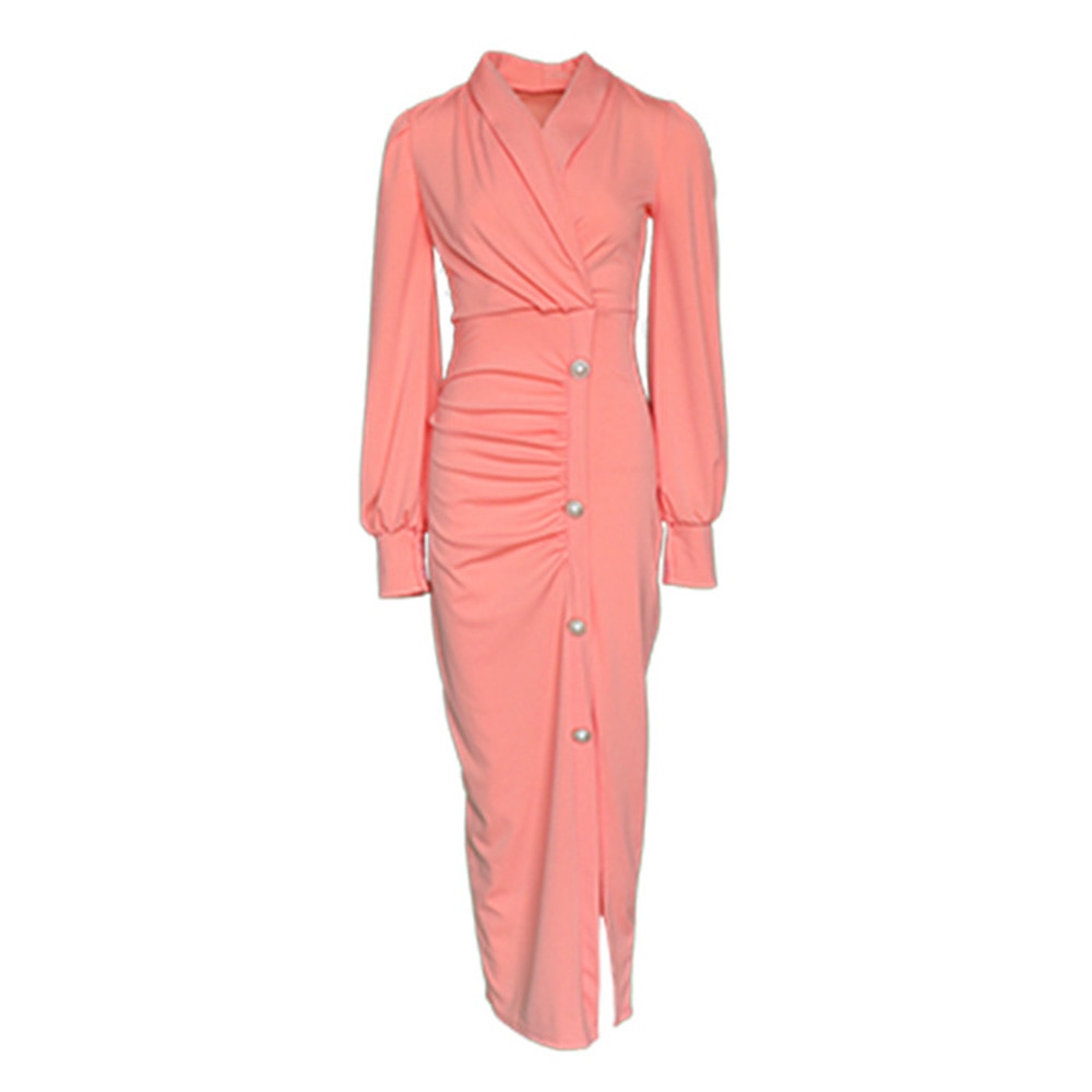 Vestido rosa de mangas compridas - O Retalho