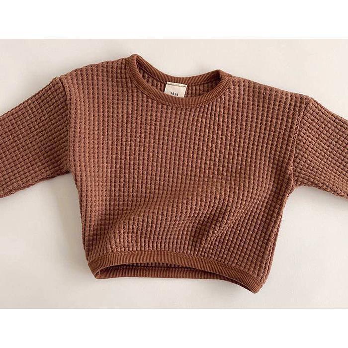 Camiseta solta com waffle simples para crianças - O Retalho