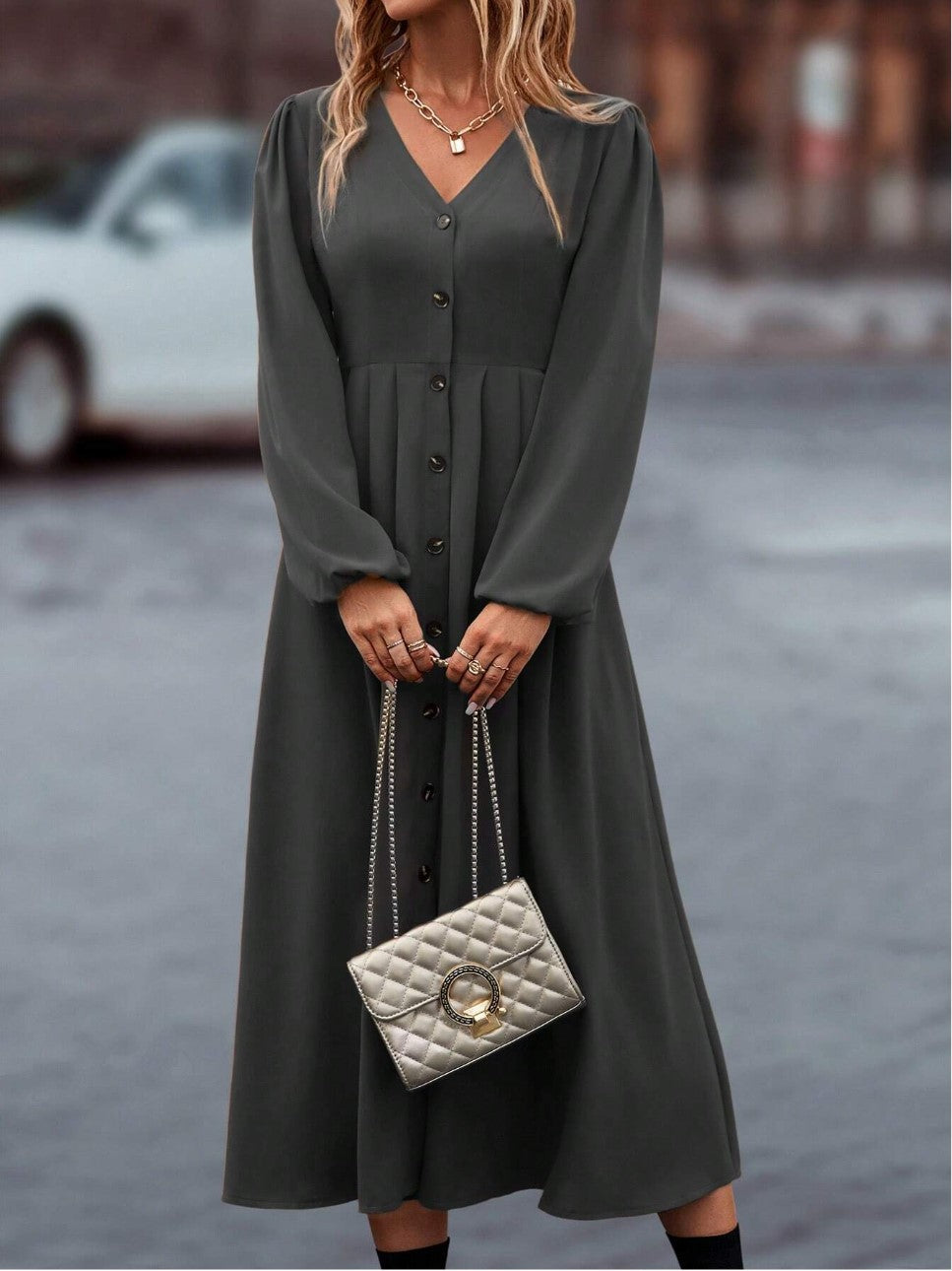Vestido Elegante de Cintura Alta para mulheres - O Retalho