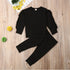Newborn Baby Boys Girls Ruffles Jumper Solid Long Sleeve Sweatshirt Tops Pants Infant Kids 2Pcs Outfits Clothes Set Fall Clothes - O Retalho