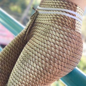 Leggings Casuais de Cintura Alta com Impressão Digital de Corda de Cânhamo para Mulheres - O Retalho