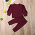 Newborn Baby Boys Girls Ruffles Jumper Solid Long Sleeve Sweatshirt Tops Pants Infant Kids 2Pcs Outfits Clothes Set Fall Clothes - O Retalho