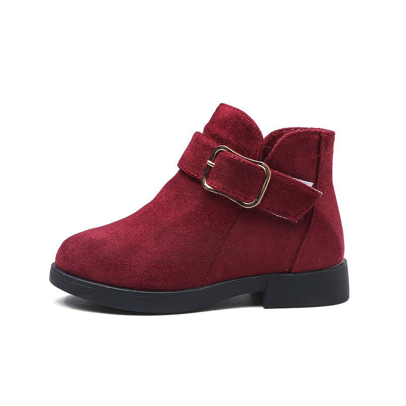 Botas infantis de couro com fecho dourado - O Retalho