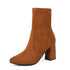 Martin boots women suede pointed high heel thick heel - O Retalho