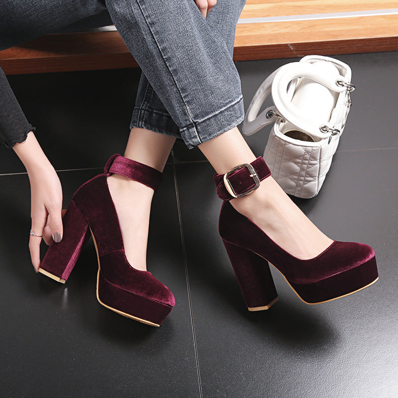 Simple sexy nightclub high heel single shoe suede - O Retalho