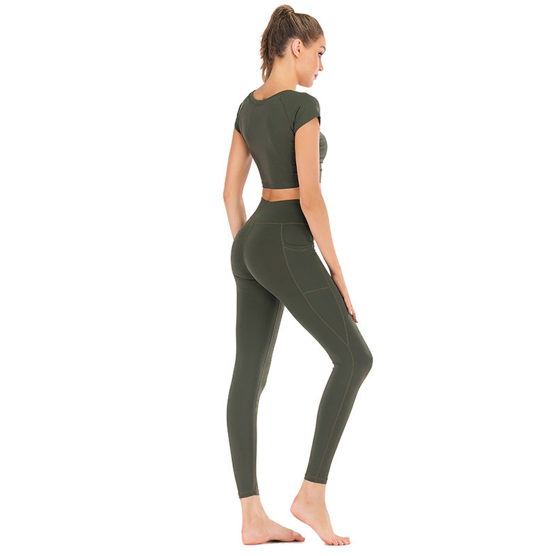 Conjunto de Roupas de Yoga com Bolsos para Mulheres - Tecido Lycra para Máximo Conforto - O Retalho
