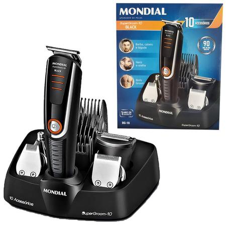 Aparador de Pelos Super Groom 10, Mondial, Preto/Azul, 6W, Bivolt - BG-03 - O Retalho