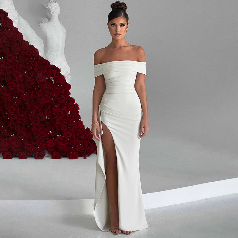 Vestido Elegante com racha na perna sem Mangas para Mulheres. - O Retalho