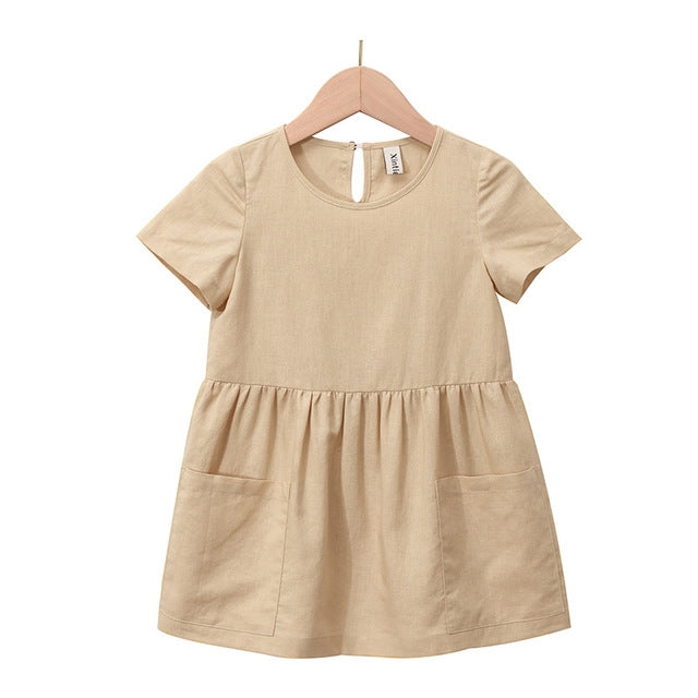 Vestido para meninas com design top e bolsos - O Retalho