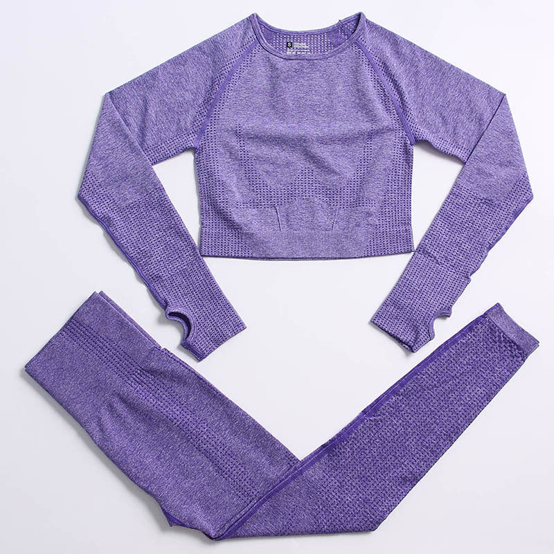 Conjunto de Roupas de Yoga Fitness - Elegância Sem Costuras para Mulheres Ativas - O Retalho