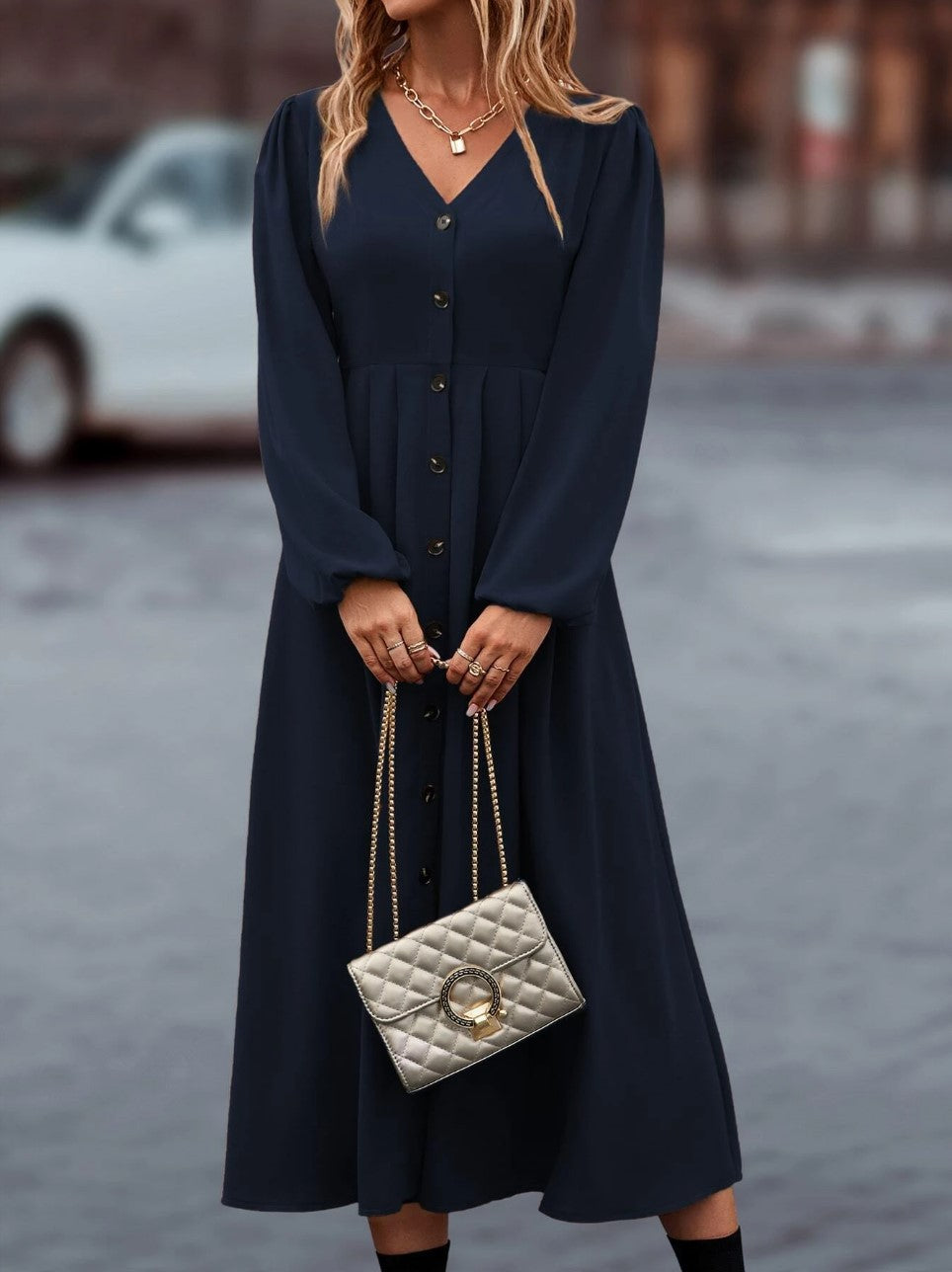 Vestido Elegante de Cintura Alta para mulheres - O Retalho