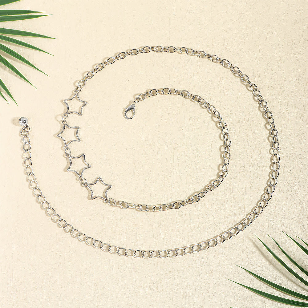 Simple Fashion Men And Women Star Metal Waist Chain Sexy Cutout Five-pointed Star Body Chain Jeans Dress Accessories - O Retalho