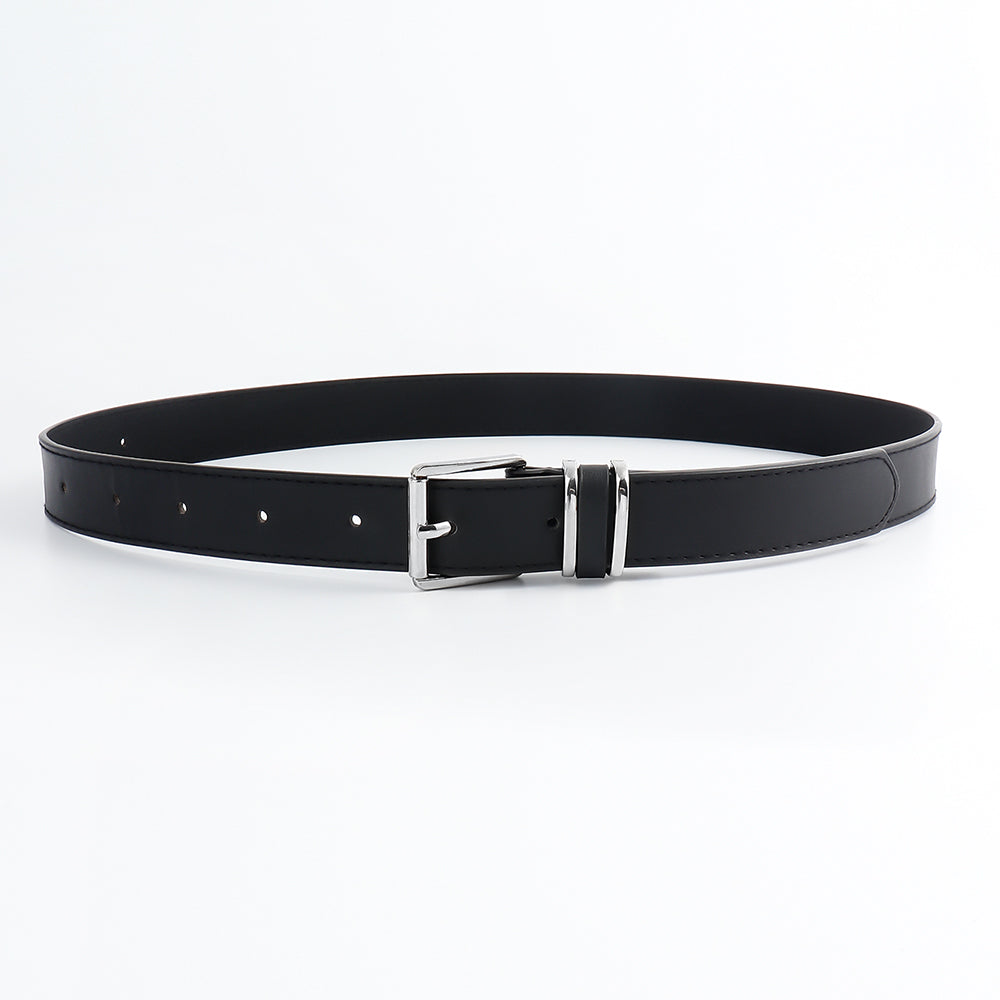 Men's And Women's Belts Simple Casual Retro Belt Metal Square Silver Button-head Fashion Collocation - O Retalho