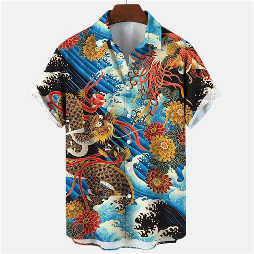 🌑Camisa Havaiana Animal Retro Mito 3D - O Retalho