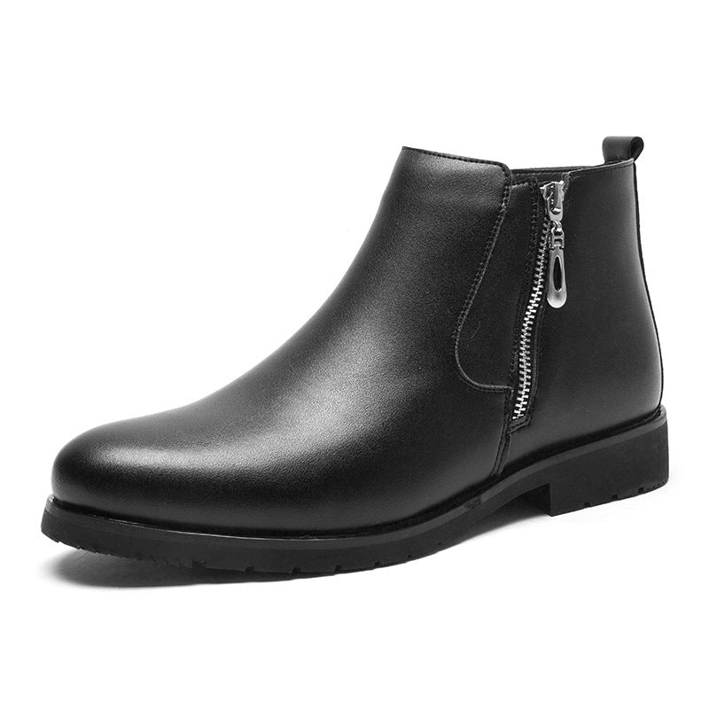 sapatos formais de couro para homens com ziper lateral - O Retalho
