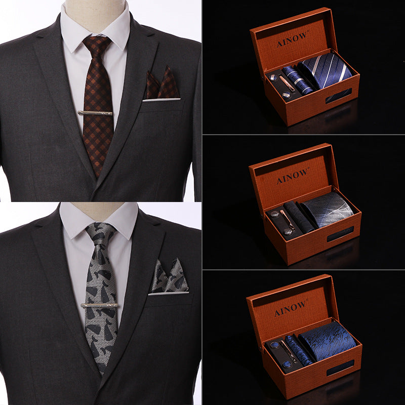 Conjunto de gravata masculina de 6 peças com caixa - O Retalho