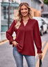 V-neck Loose Long Sleeve Umbrella Sleeve Top - O Retalho