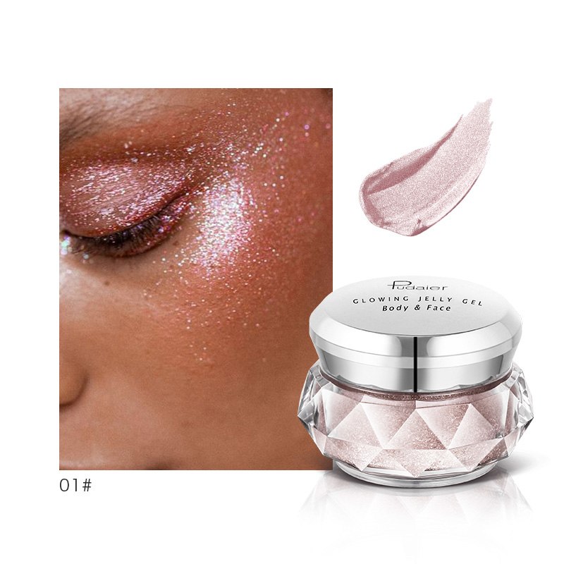 Face Highlighter Jelly Gel Mermaid Eyeshadow Glow Body Glitter Festival Makeup Iluminador Gold Liquid Highlighter Bronzer - O Retalho