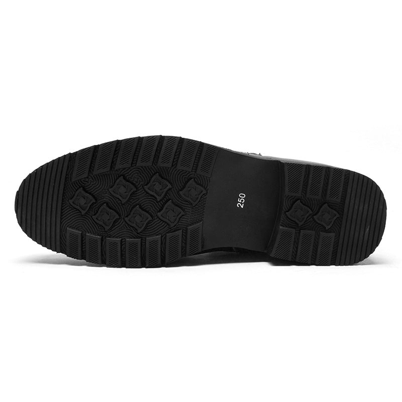 sapatos formais de couro para homens com ziper lateral - O Retalho