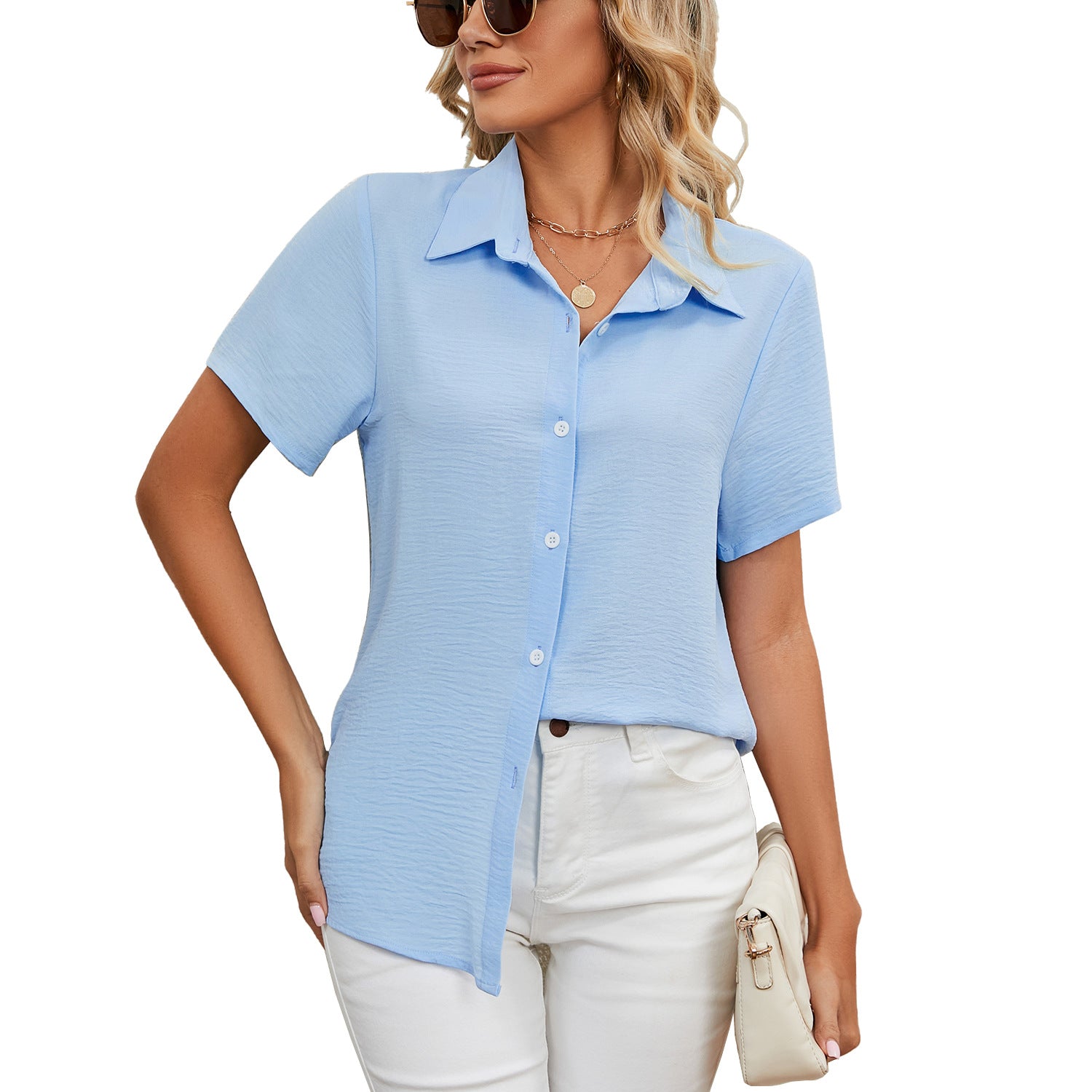 camisa casual com decote em V - O Retalho