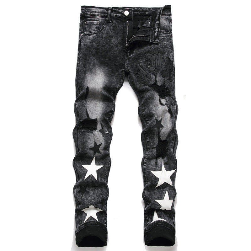 Calça Jeans Masculina Bordadas Estrela - O Retalho