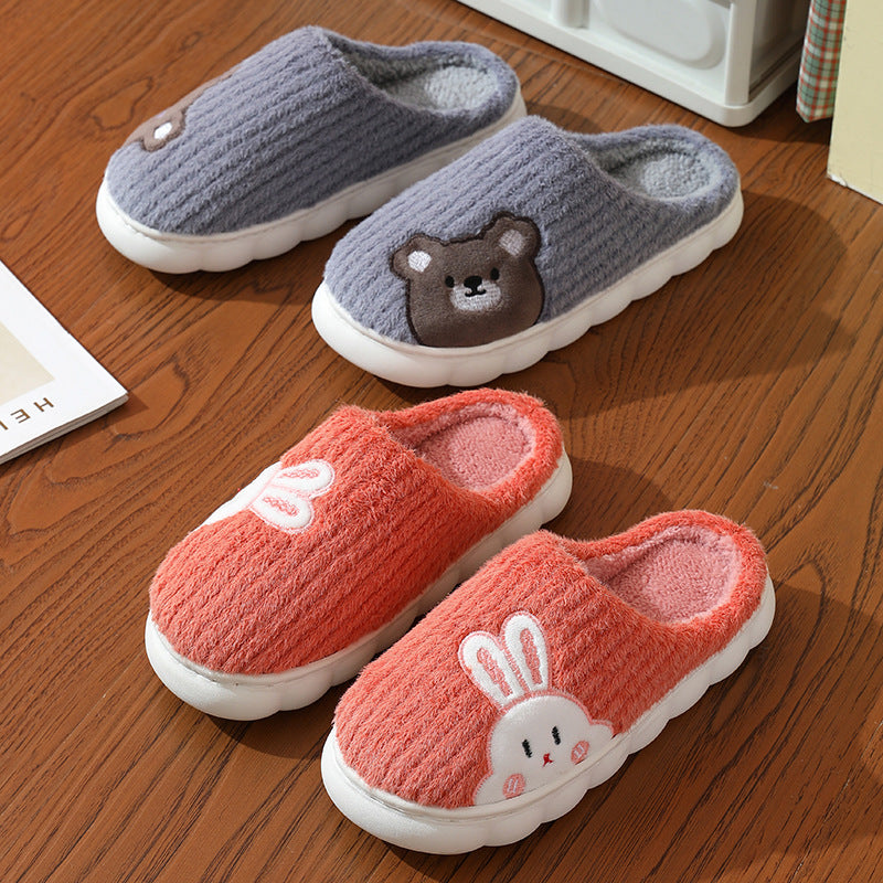 Pantufas Fofas de Coelho Listrado para Mulheres - O Retalho