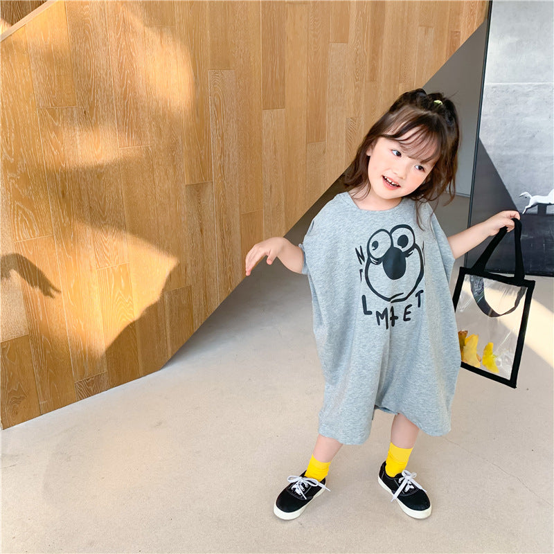 Loose Casual Short Sleeve Top Kids Long T-Shirt - O Retalho