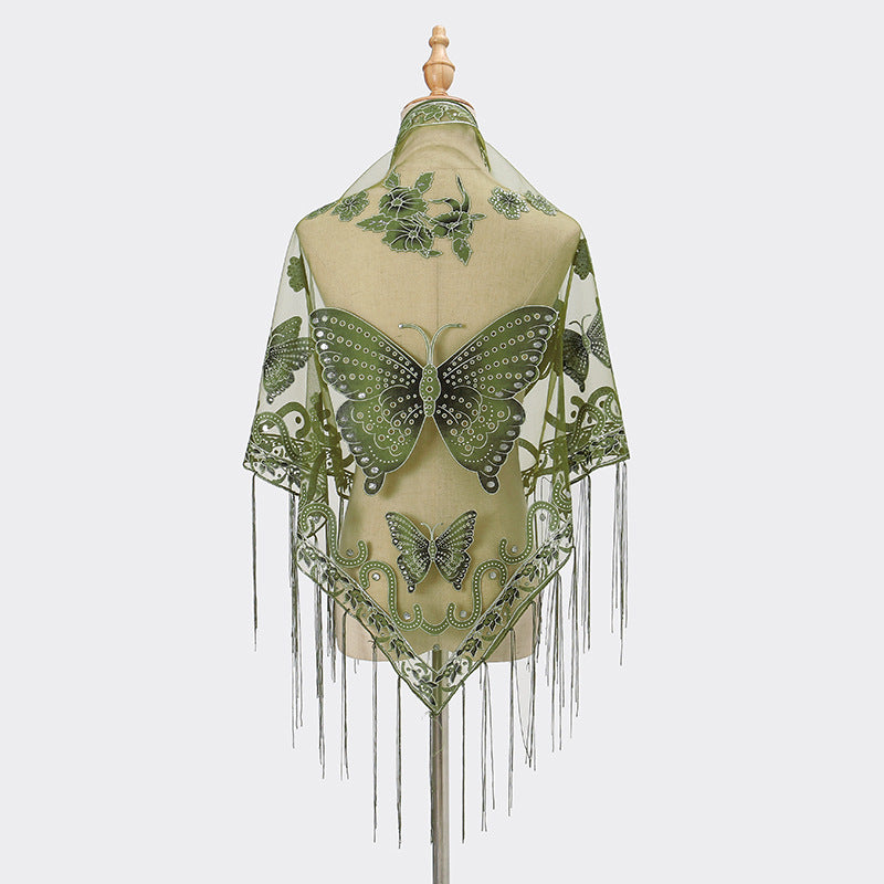 Lace Hollow-out Solid Color Triangle Women's Scarf - O Retalho