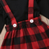 conjunto de manga comprida vestido de alça xadrez - O Retalho