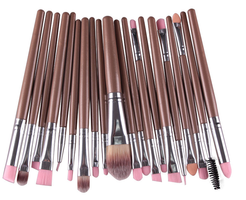 Conjunto de pincéis de maquiagem: pincel para pó solto, pincel de blush e pincel de sombra. - O Retalho