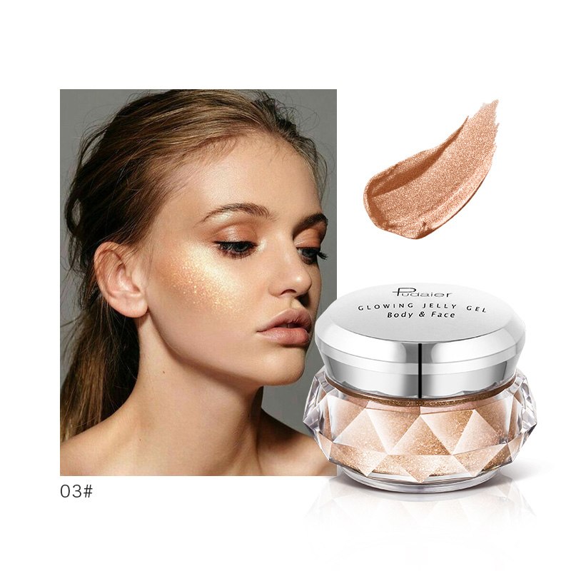 Face Highlighter Jelly Gel Mermaid Eyeshadow Glow Body Glitter Festival Makeup Iluminador Gold Liquid Highlighter Bronzer - O Retalho