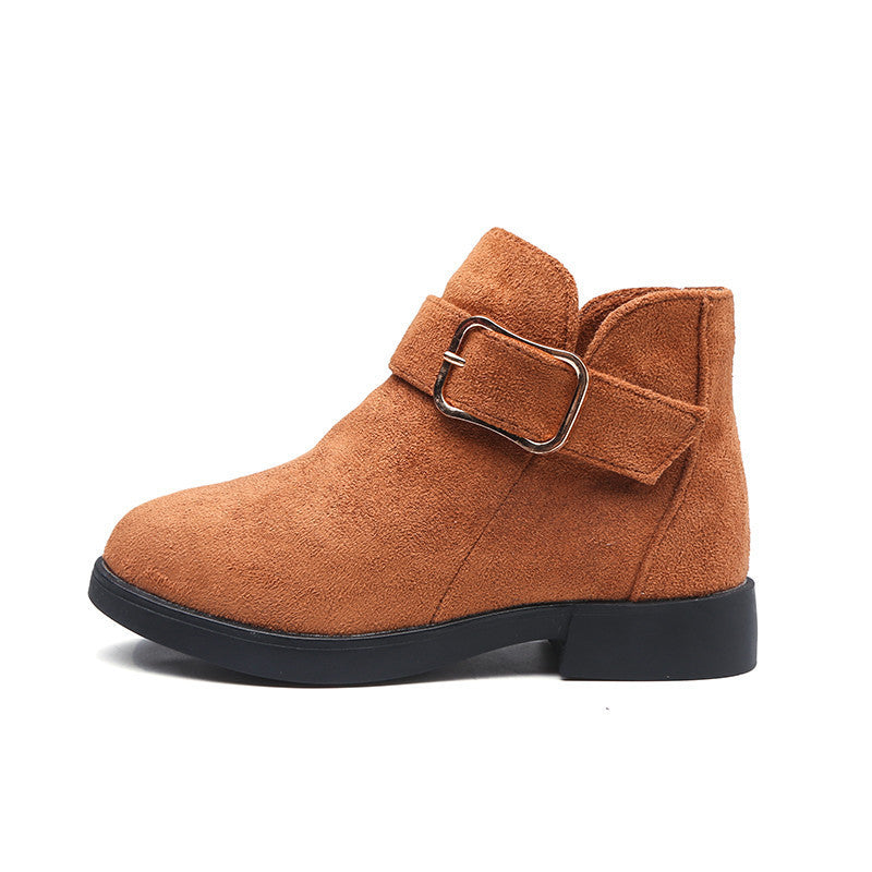 Botas infantis de couro com fecho dourado - O Retalho