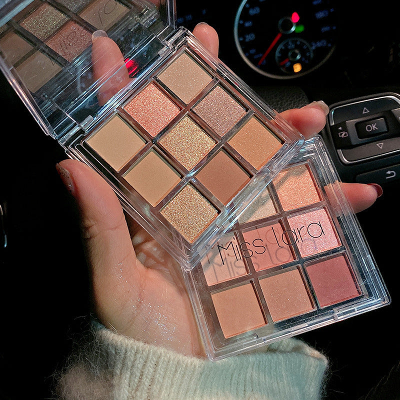 9 Cores Paleta de Maquiagem Matte Cintilante Sombra de Olho Pigmentada em Pó - O Retalho