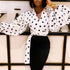 Women Shirts Floral Black Office Quatily Clothes Collar Neck - O Retalho