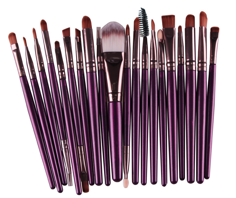 Conjunto de pincéis de maquiagem: pincel para pó solto, pincel de blush e pincel de sombra. - O Retalho