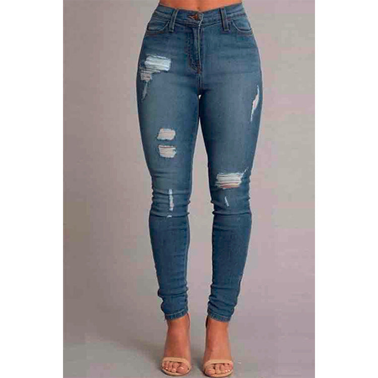 Calças jeans femininas com tornozelo ajustado, modelagem slim e cintura que realça os quadris, Calças femininas - O Retalho