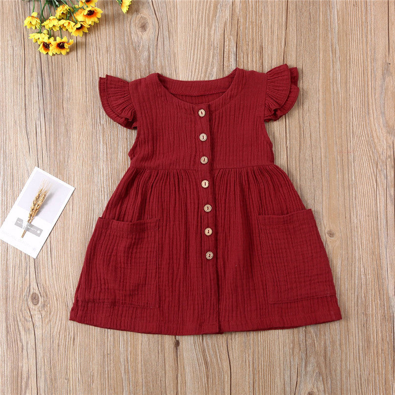 Vestido de manga curta de algodão para meninas - O Retalho