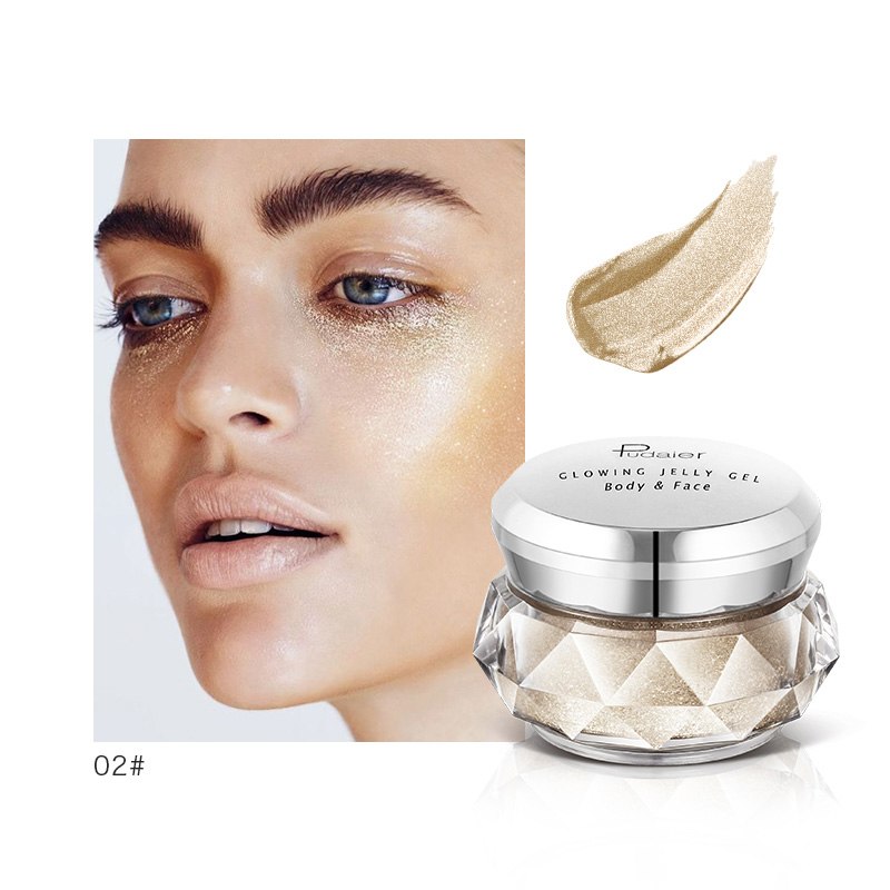 Face Highlighter Jelly Gel Mermaid Eyeshadow Glow Body Glitter Festival Makeup Iluminador Gold Liquid Highlighter Bronzer - O Retalho