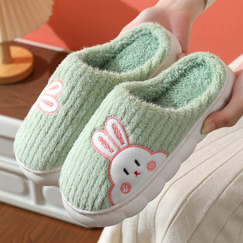 Pantufas Fofas de Coelho Listrado para Mulheres - O Retalho