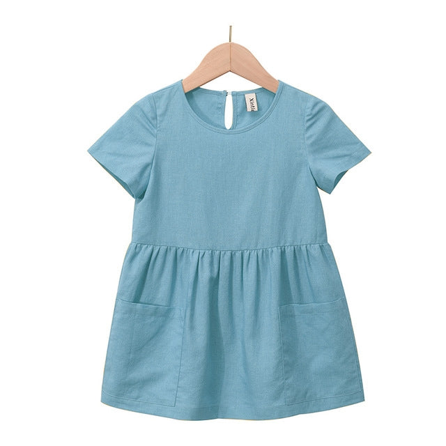 Vestido para meninas com design top e bolsos - O Retalho