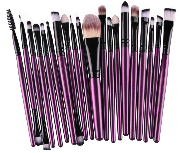 Conjunto de pincéis de maquiagem: pincel para pó solto, pincel de blush e pincel de sombra. - O Retalho