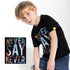 Camiseta infantil com estampa de letras coloridas - O Retalho