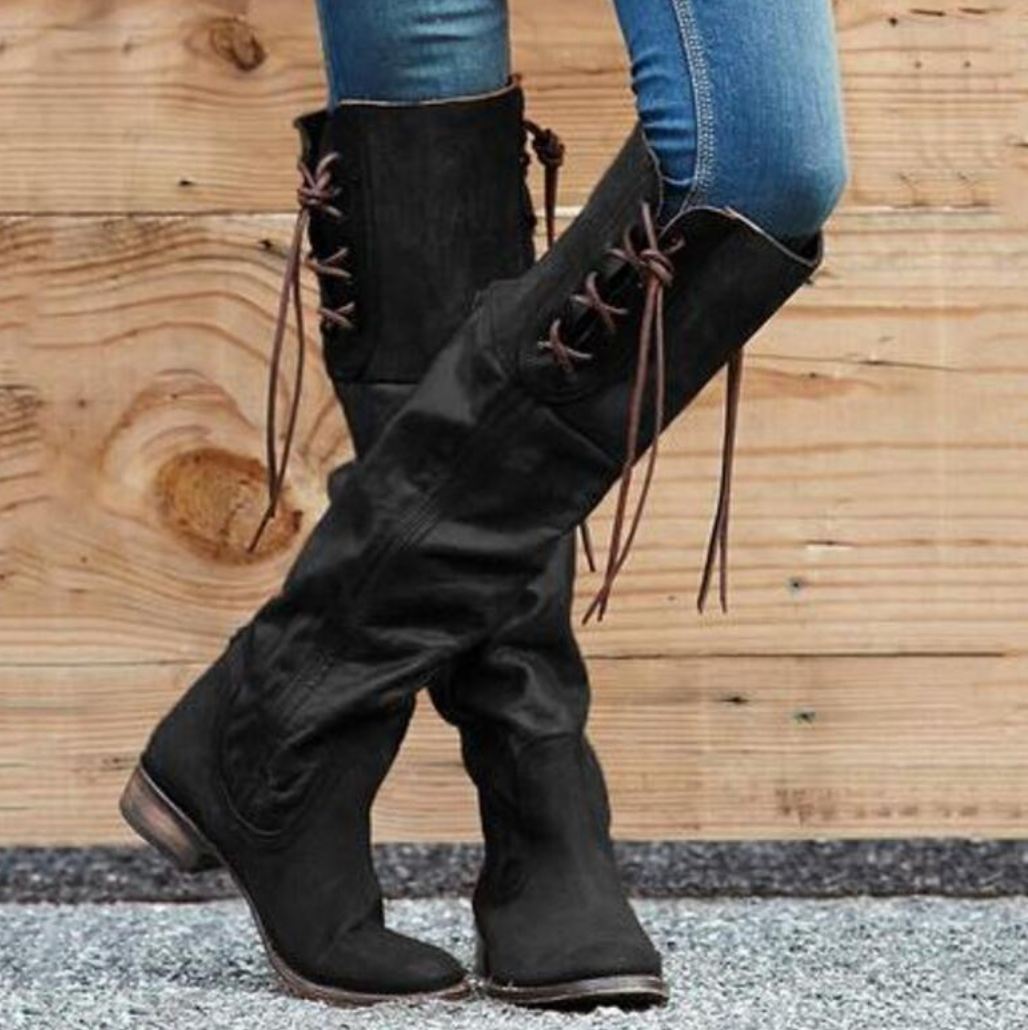 New product square heel mid-heel high boots women - O Retalho