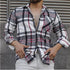 Camisa de manga longa com estampa de lapela de lã - O Retalho