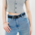 Men's And Women's Belts Simple Casual Retro Belt Metal Square Silver Button-head Fashion Collocation - O Retalho