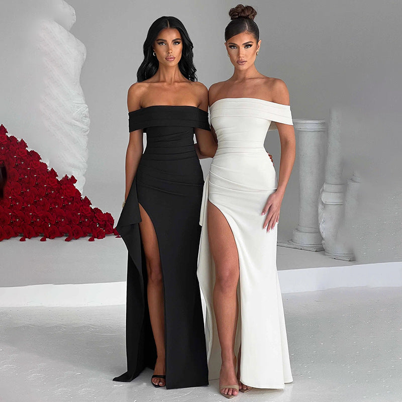 Vestido Elegante com racha na perna sem Mangas para Mulheres. - O Retalho