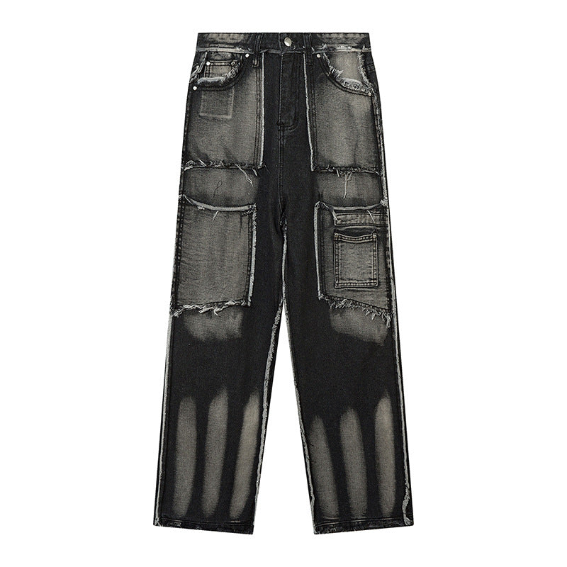 Calça Jeans Masculina Punk com Costuras Desfiadas - Tendência Urbana - O Retalho