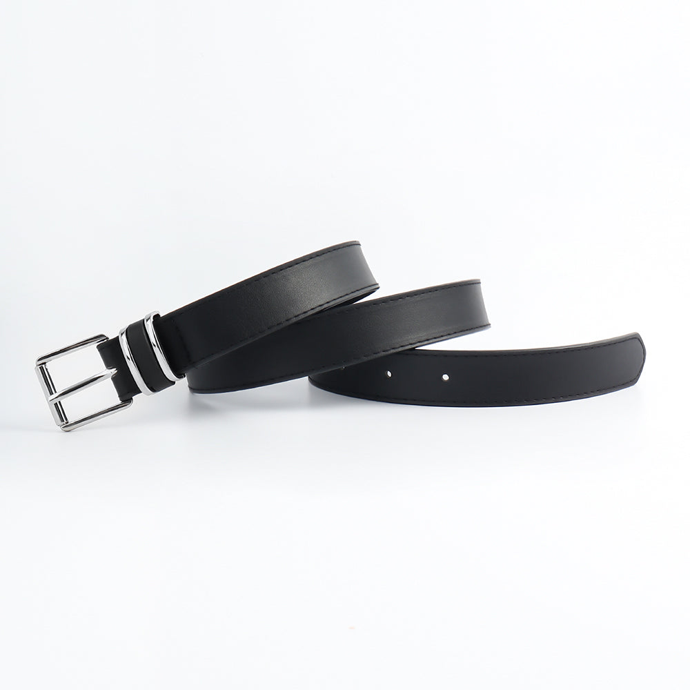 Men's And Women's Belts Simple Casual Retro Belt Metal Square Silver Button-head Fashion Collocation - O Retalho