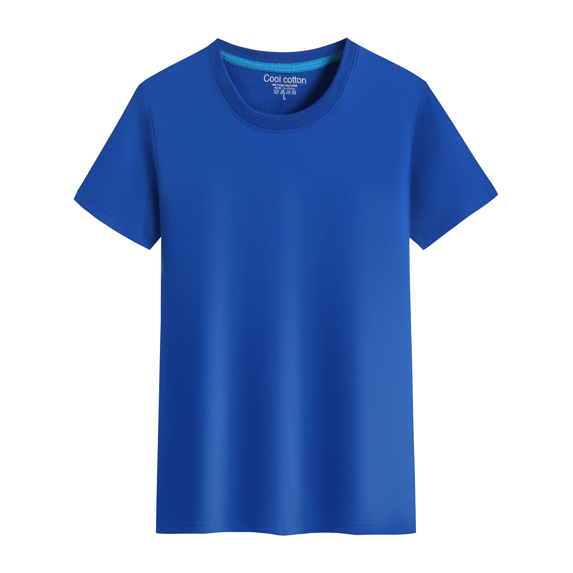 Cotton Blank With No Printed Patterns Round Neck Short T-shirt - O Retalho